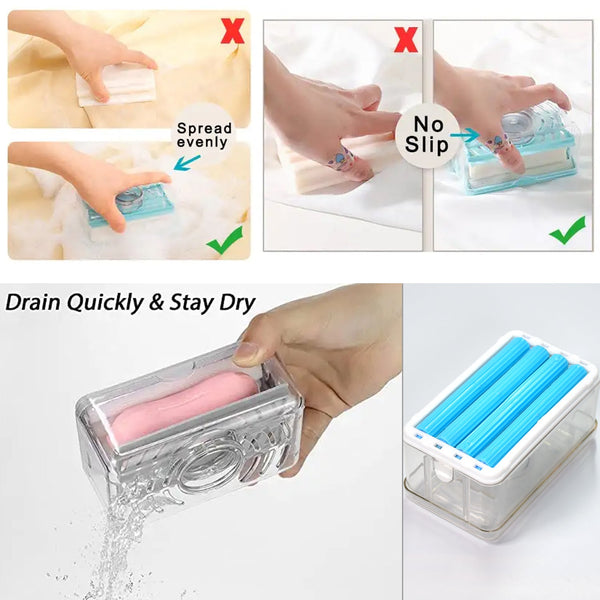 MAPPERZ Soap Dish with Drain Multifunctional Soap Dish Soap Cleaning Storage Foaming Box for Home Bathroom Kitchen Keep Soap Dry& Easy to Clean