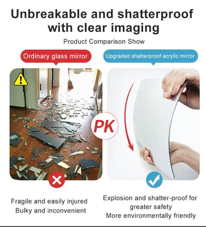 Mirror Sticker for Wall(Oval+Rectangular) Pack of 2 (BUY 1 GET 1 FREE)