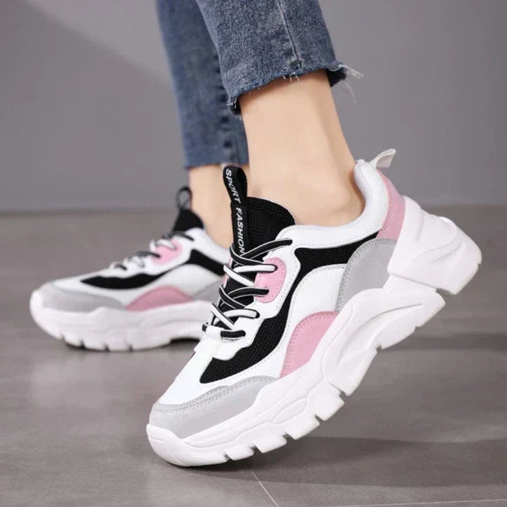 Chunky Sneakers, Spring, With Increased Height, Color Block Design, Multi-Occasions Wearing, Sports Running Shoes For Young
