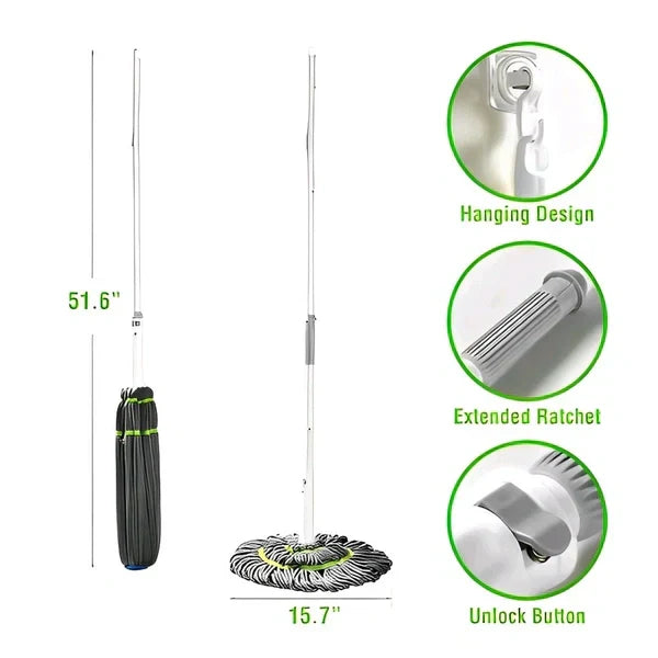 Microfiber Green Mop Wet and Dry for Bathroom, Office, Home Use